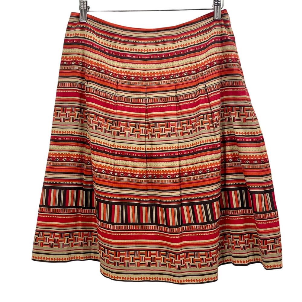 Vintage 90s Harold's A-line Skirt 32" Waist Red Brown Southwest Print Midi Boho